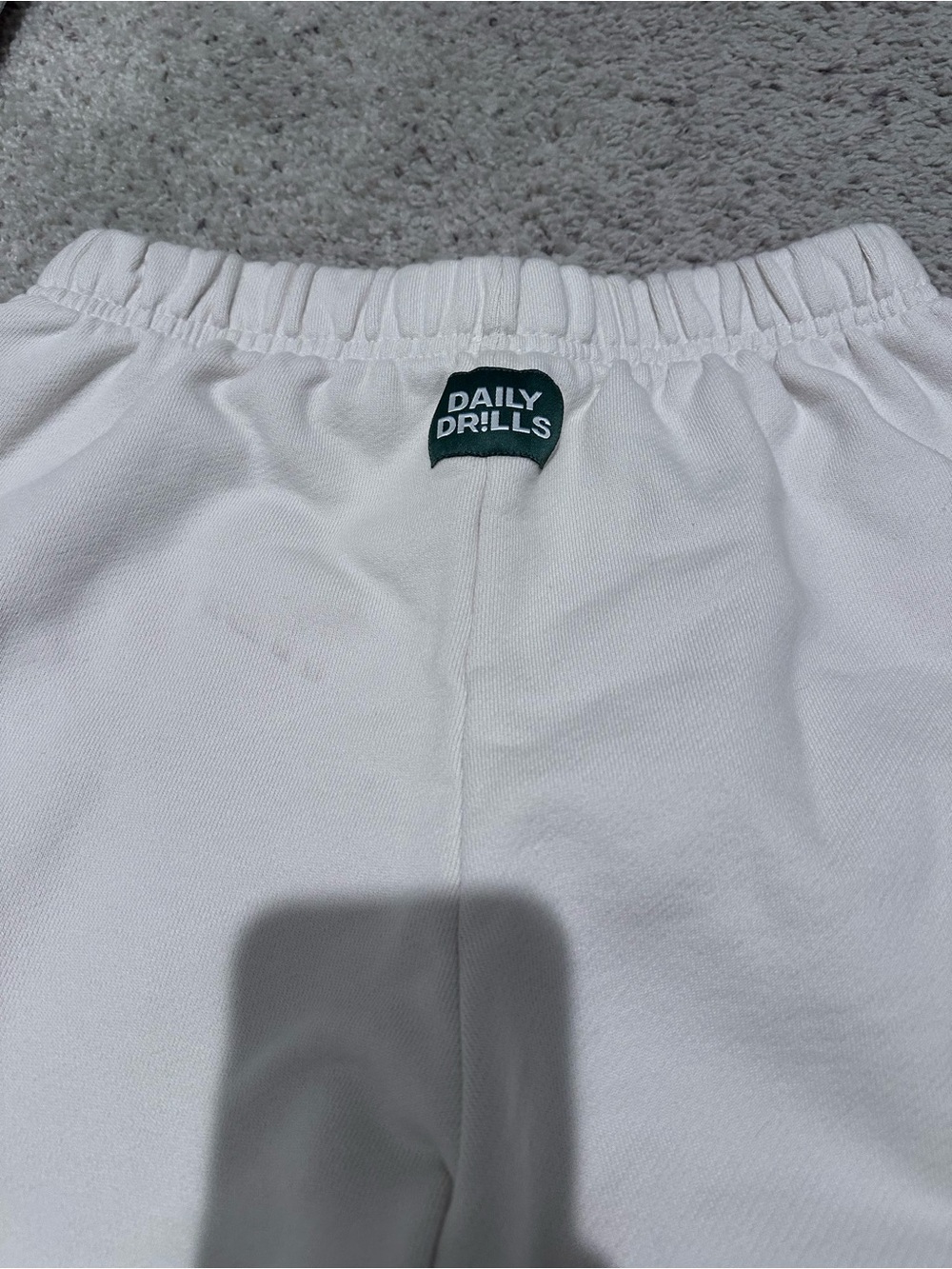 Daily Drills Kids White Elastic-Waist Joggers with Logo